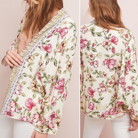 Anthropologie Idalia Floral Kimono Jacket by Akemi + Kin - Picture 2 of 6